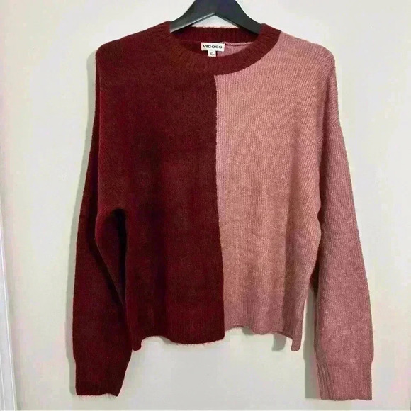Anthropologie Vigoss Colorblock Two Toned Crewneck Sweater Size XL NWT - Picture 2 of 10